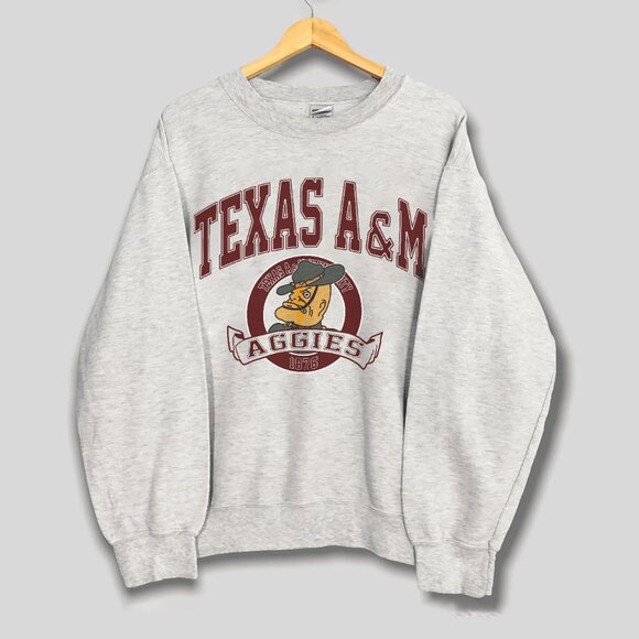 Vintage NCAA Texas A&M Aggies Mascot Sweatshirt, Texas AM University Shirt Tee - Picture 1 of 2
